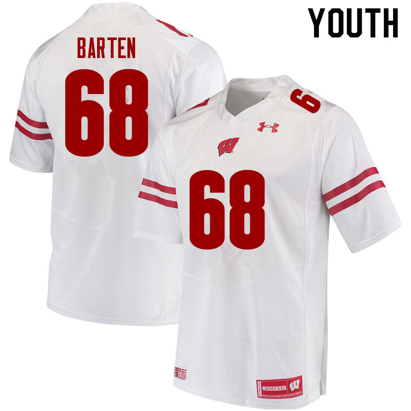 Wisconsin Badgers Youth #68 Ben Barten NCAA Under Armour Authentic White College Stitched Football Jersey VB40V43BL